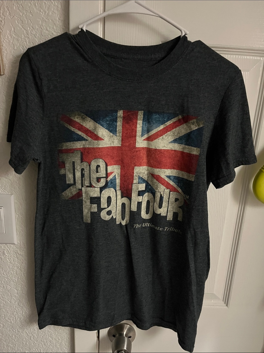 The Fab Four Union Jack Graphic Tee - Women's Charcoal Short Sleeve